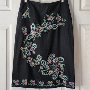 Spectacular Beaded A-Line Black Skirt Size 4